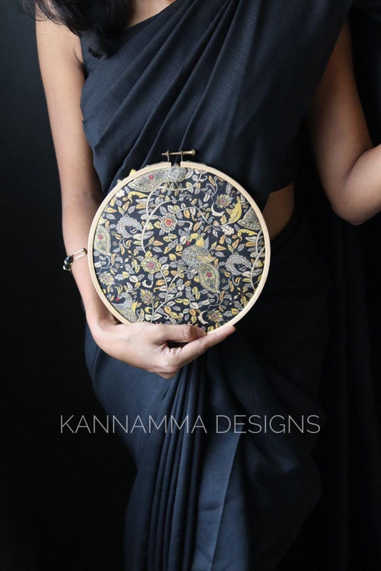 Plain saree with Printed blouses - Black(KS129)