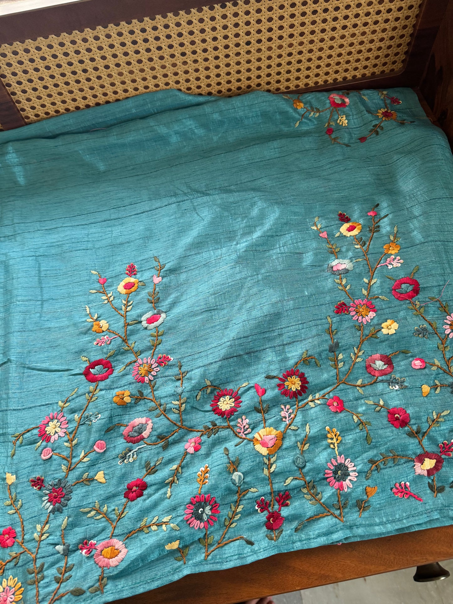 Premium Tussar Blend Saree with Handwork (Heavy Blouse)- Blue