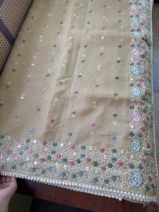 Soft Tissue Kota Saree - Pastel Yellow