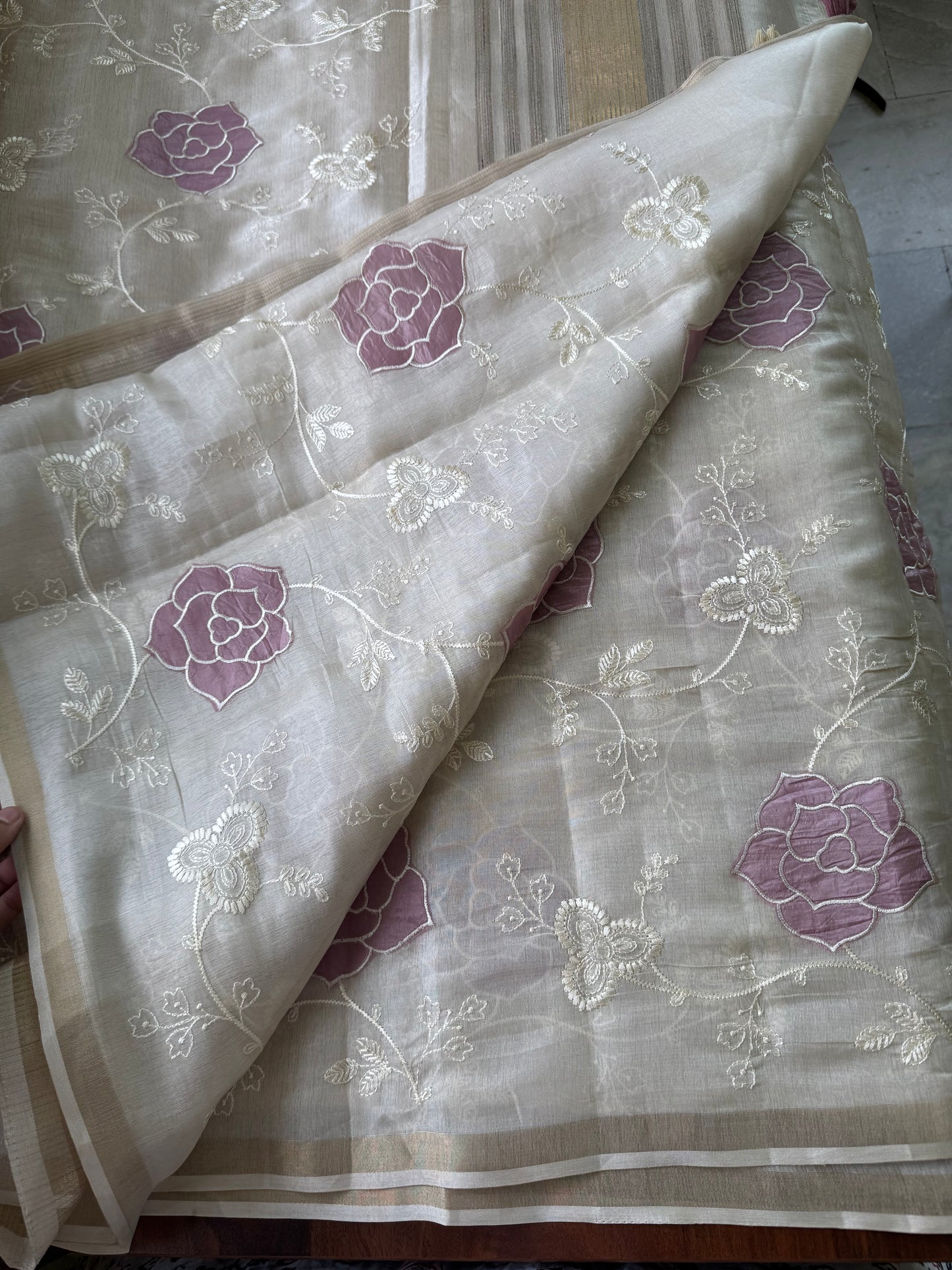 Mul Chanderi Tissue Saree - Lilac