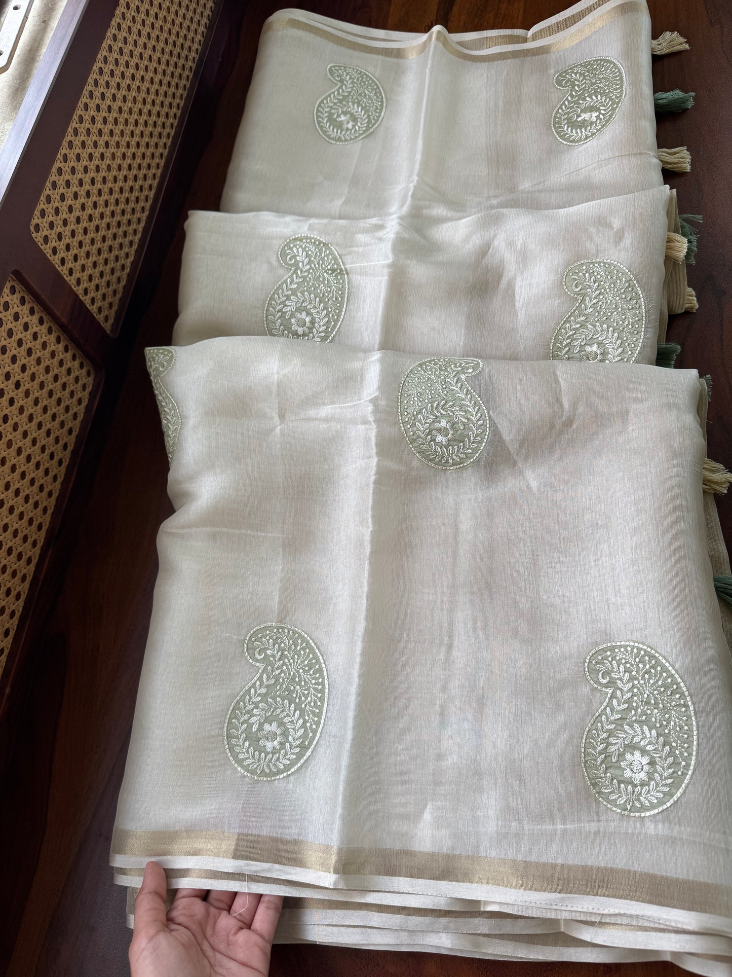 Mul Chanderi Tissue Saree - Green