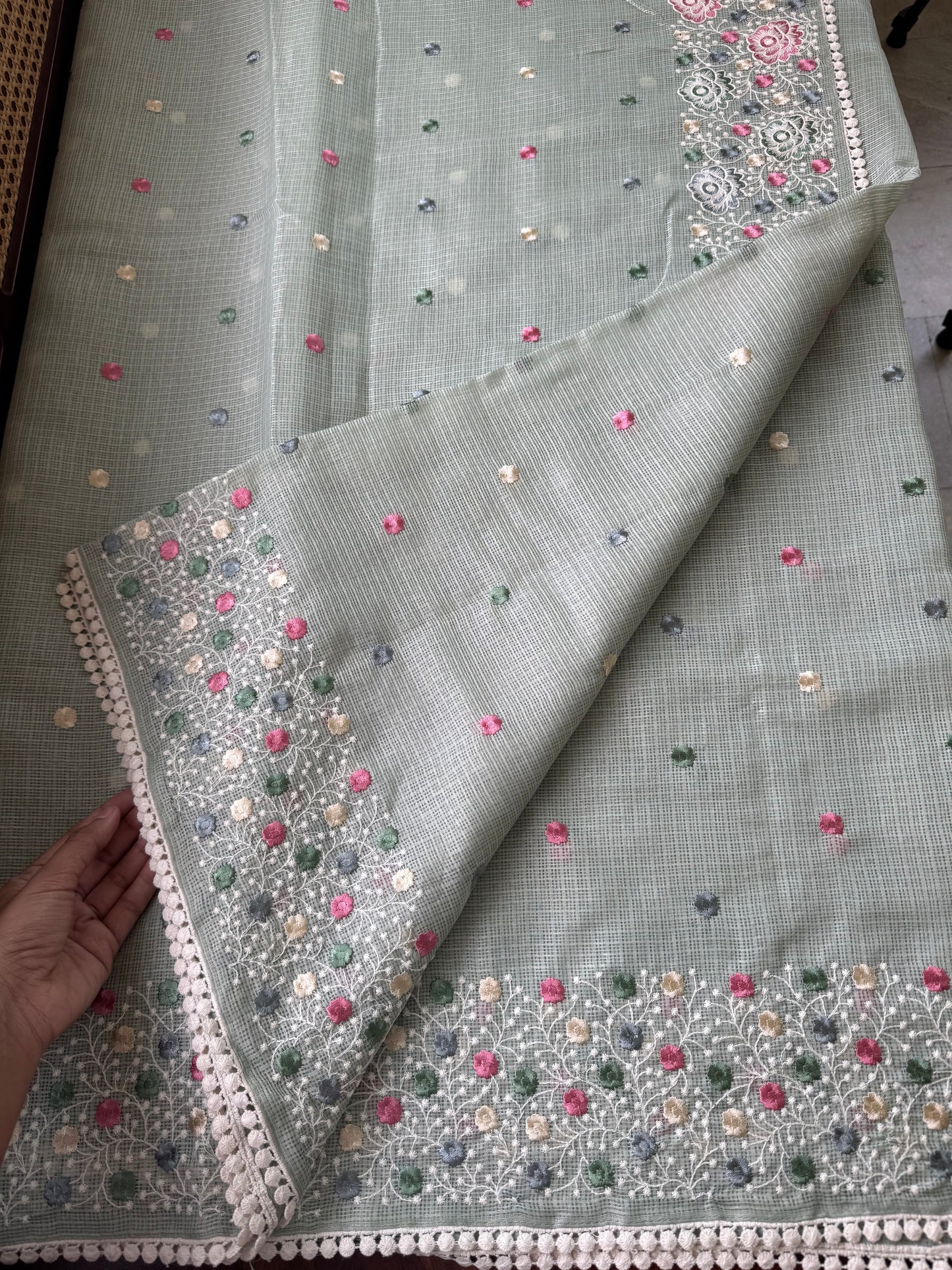 Soft Tissue Kota Saree - Pastel Green