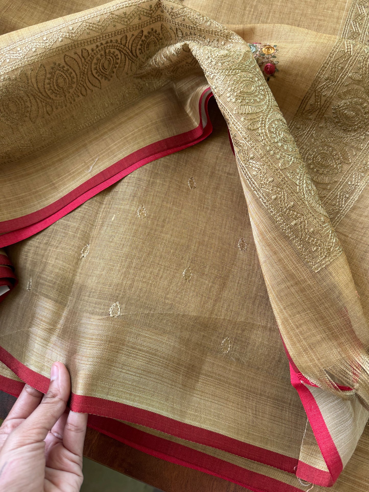 Premium Tissue Linen Sarees - Henna Green