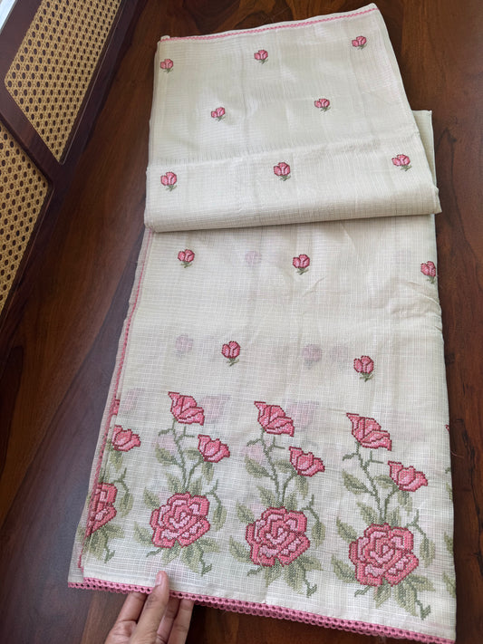 Soft Kota Tissue Saree - Rose