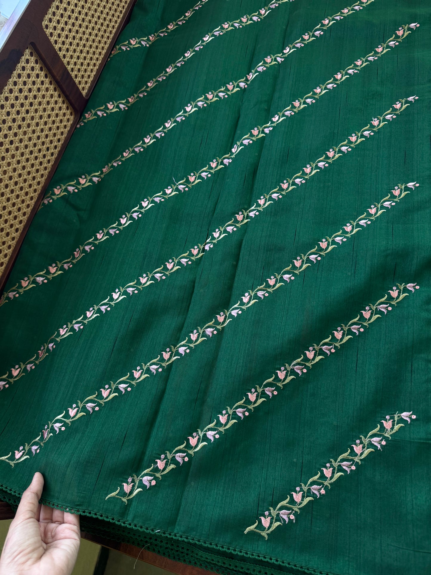 Elegant Semi tussar saree - Dark Green