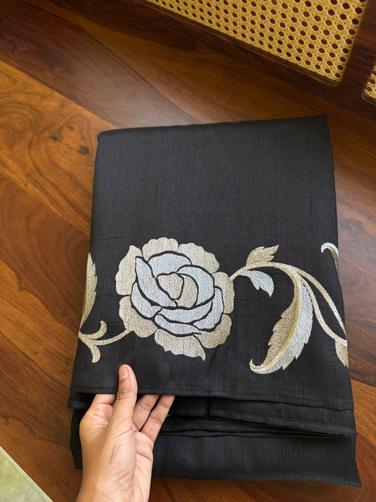 Minimal Semi tussar saree - Black