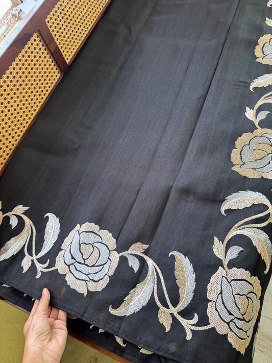 Minimal Semi tussar saree - Black
