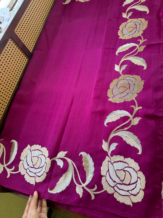 Minimal Semi tussar saree - Purple