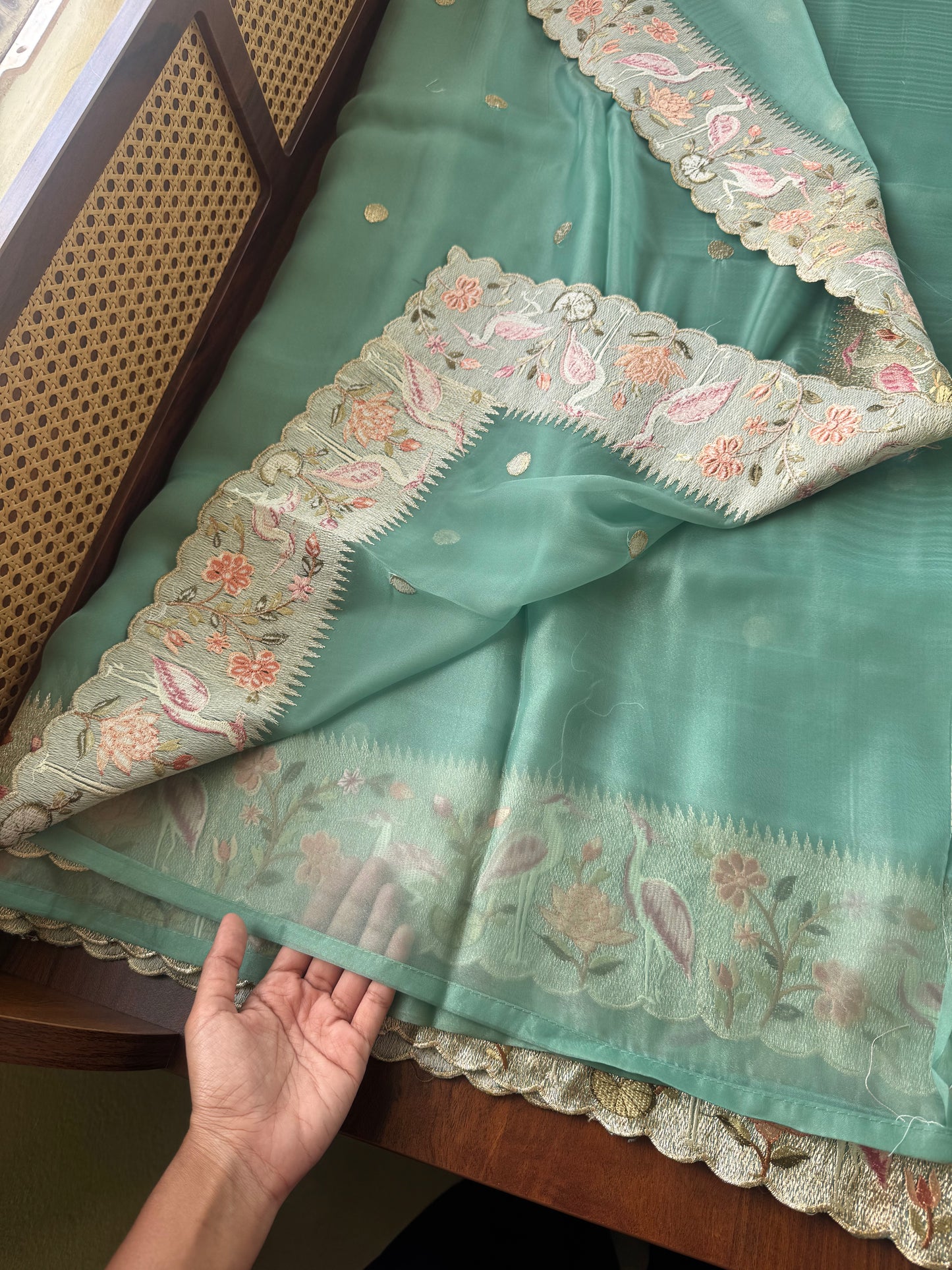 Premium Georgette Saree - Sea Green