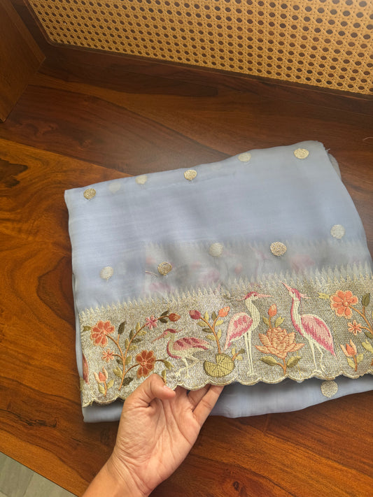 Premium Georgette Saree - Powder Blue
