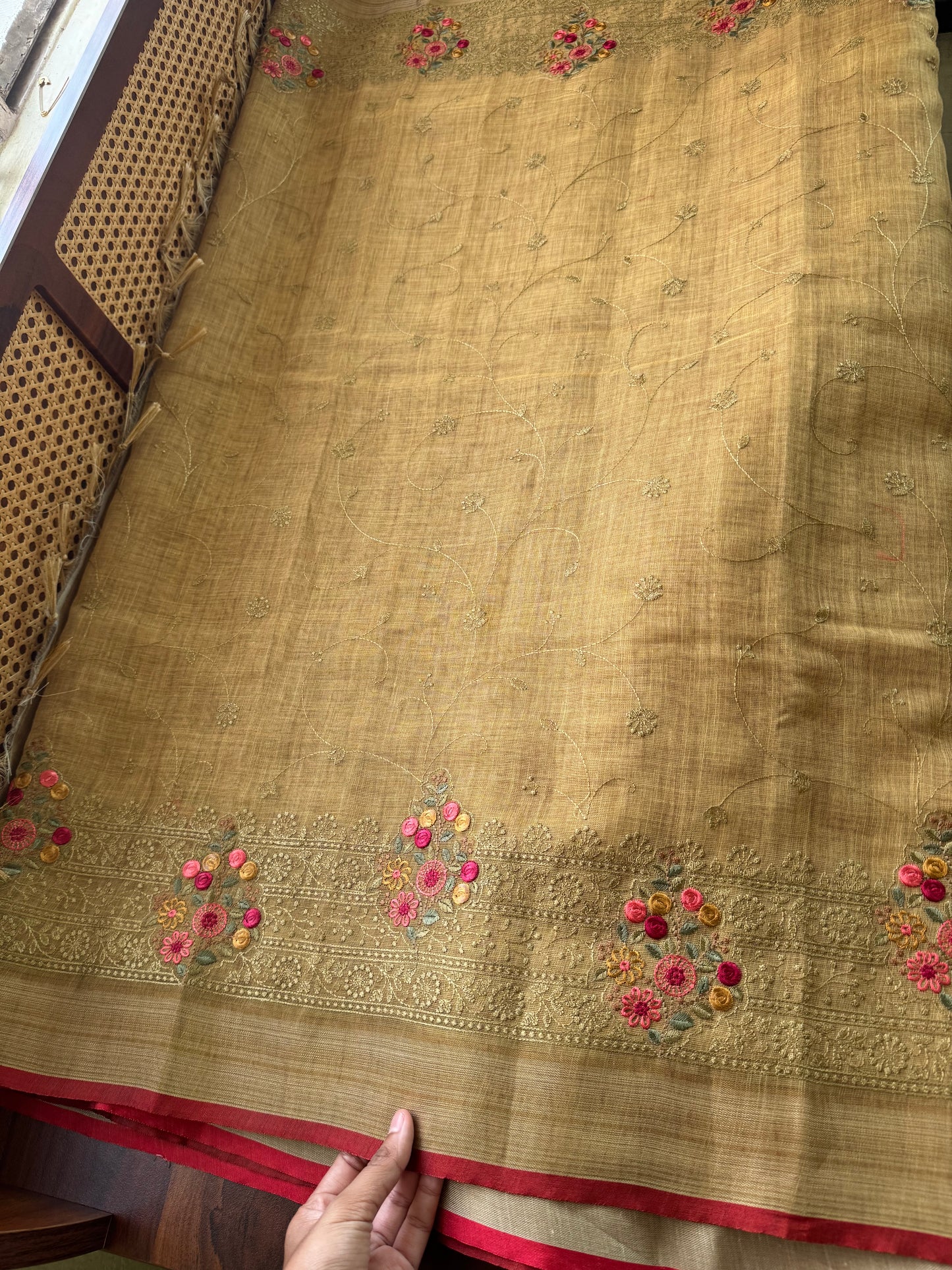 Premium Tissue Linen Sarees - Mustard Yellow