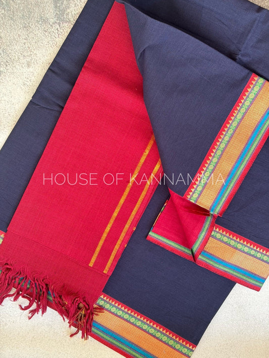 South Cotton Salwar Suit - Navy Blue HOK03