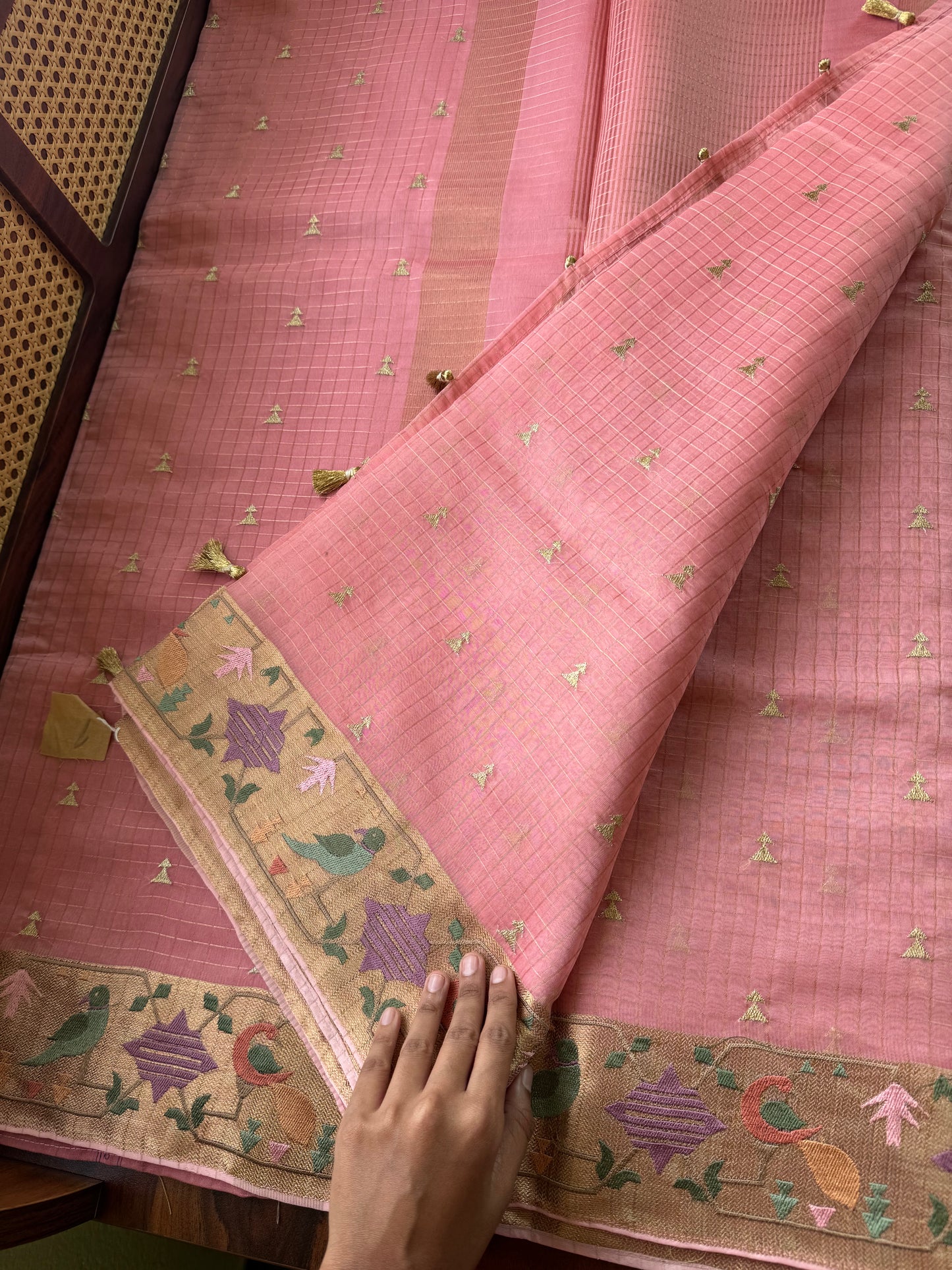 Luxe Kora Organza Saree - Pink