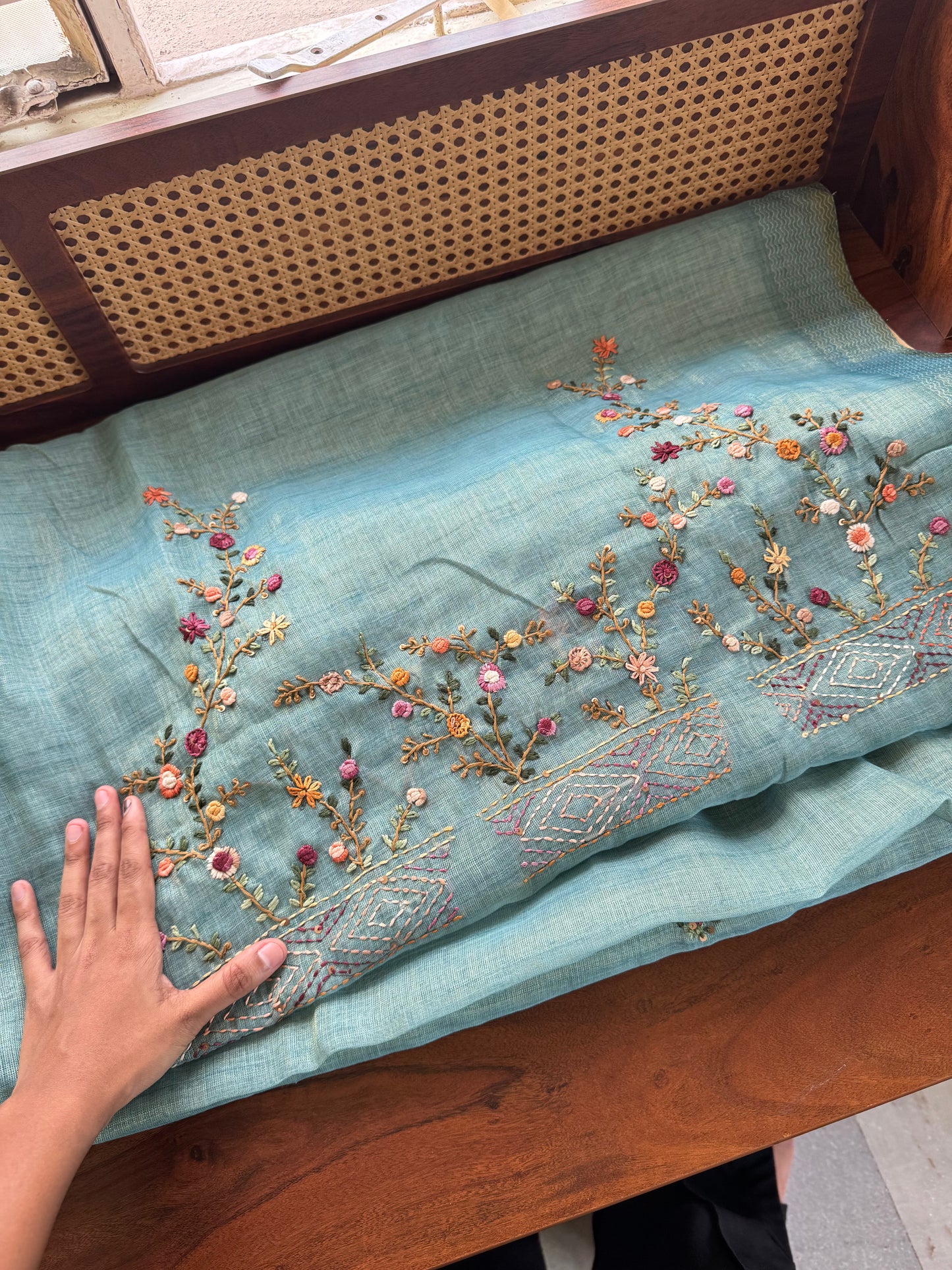 Premium Tissue Linen Sarees with heavy blouse - Blue