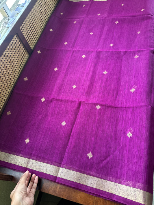 Minimal Tussar Georgette Blend Saree - Purple