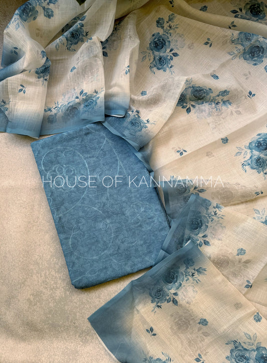 Cotton Linen Salwar - Blue HOK24