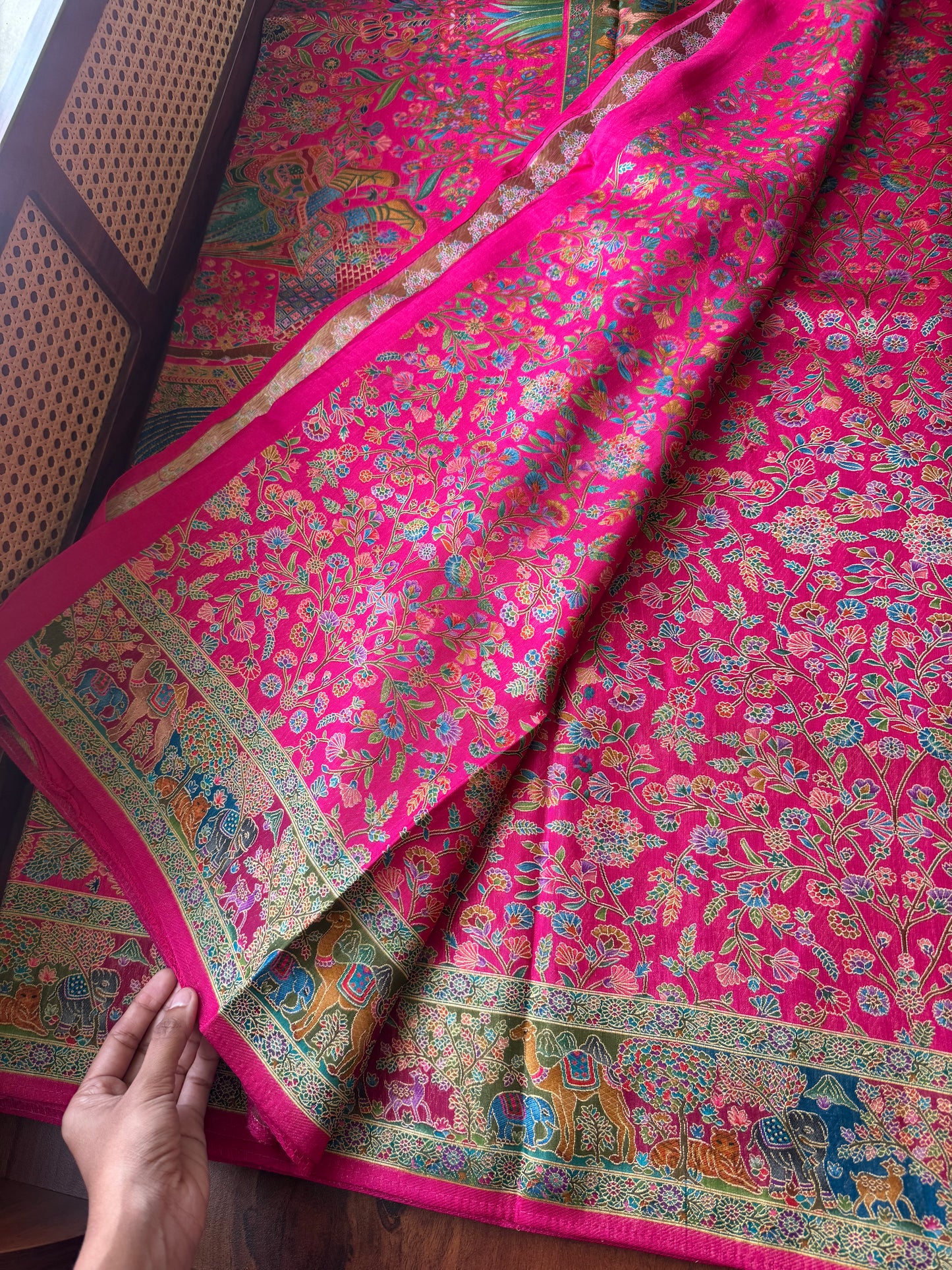Luxe Pashmina Style Semi Silk Saree - Pink