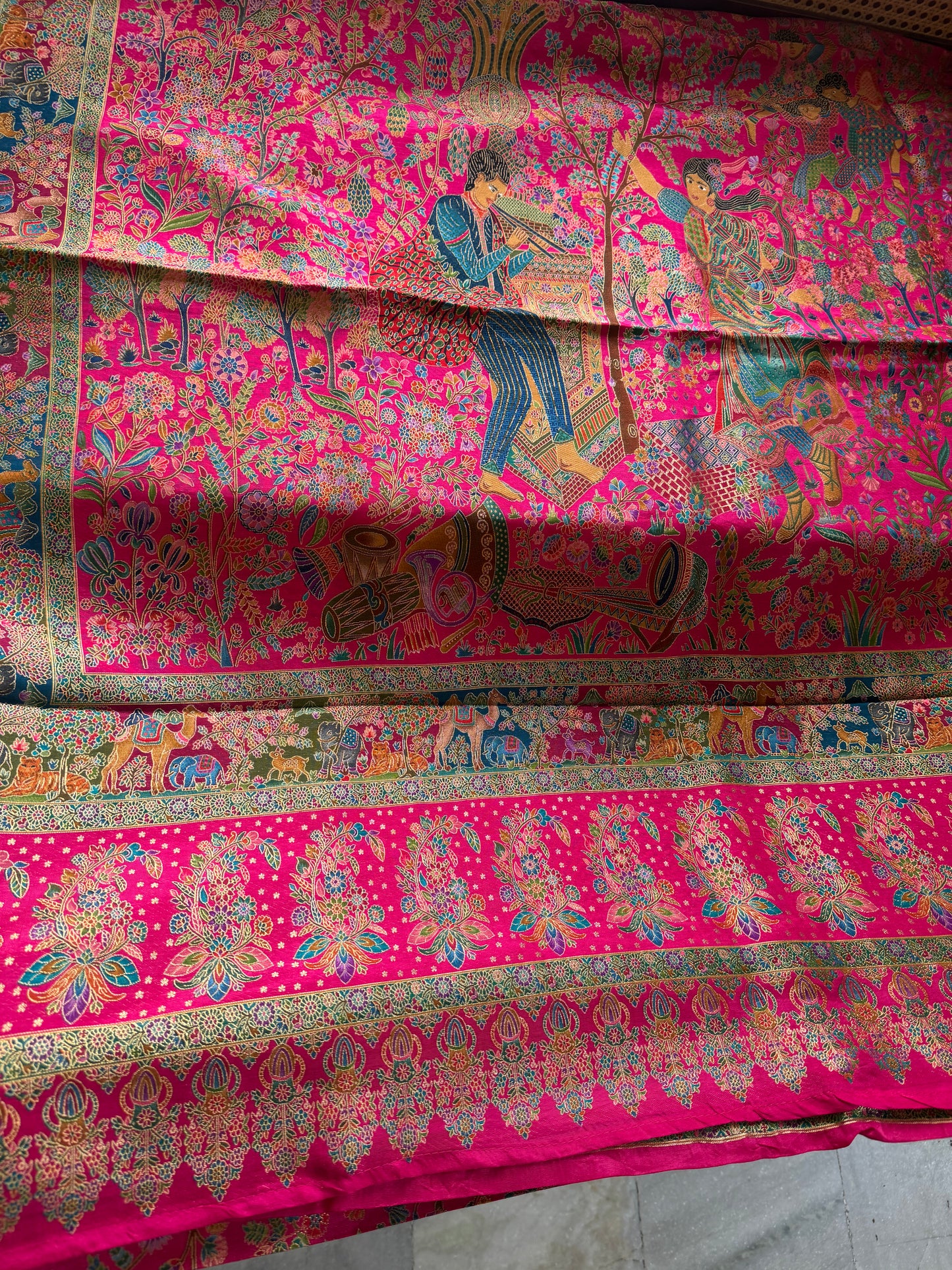 Luxe Pashmina Style Semi Silk Saree - Pink