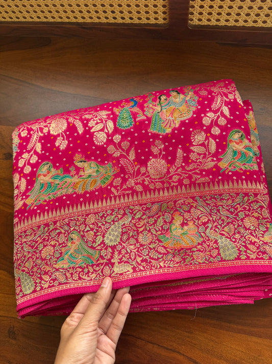 Radhe Krishna Georgette Banarasi Saree - Pink