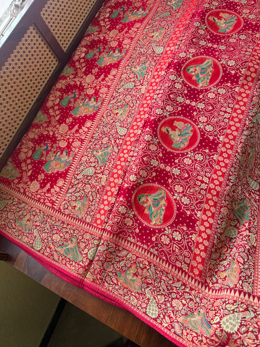 Radhe Krishna Georgette Banarasi Saree - Red