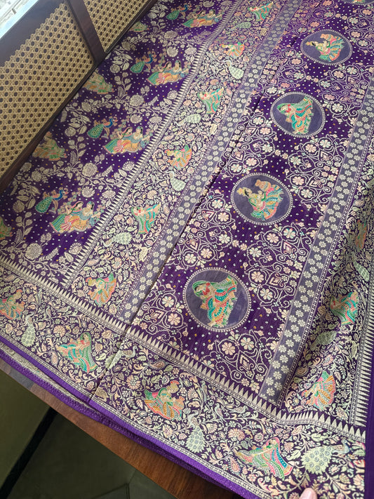 Radhe Krishna Georgette Banarasi Saree - Violet