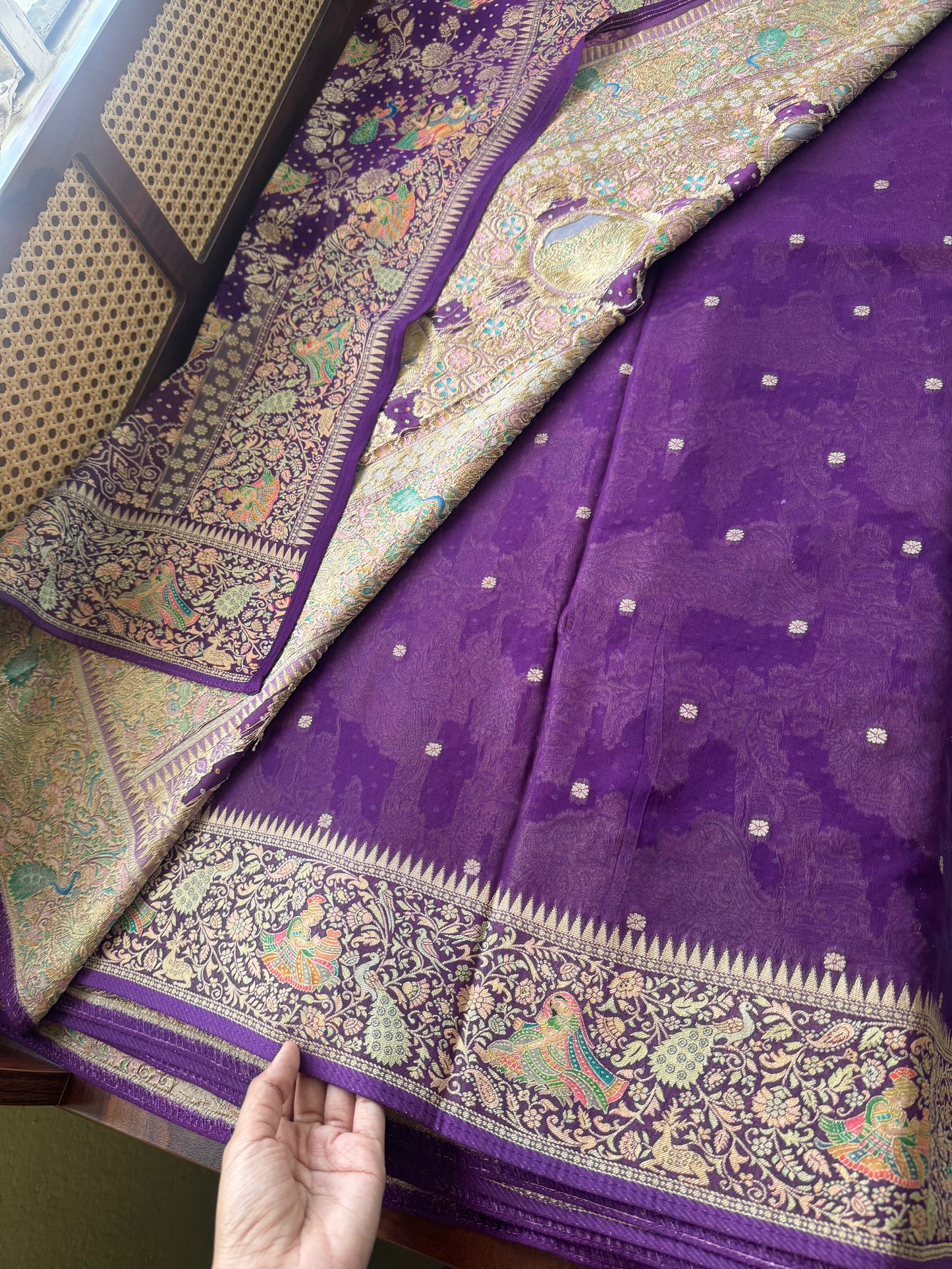 Radhe Krishna Georgette Banarasi Saree - Violet