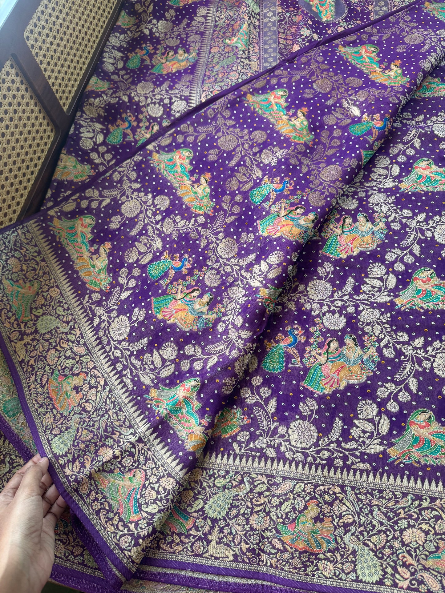 Radhe Krishna Georgette Banarasi Saree - Violet