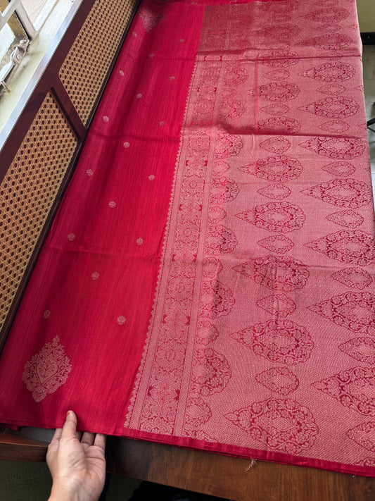 Semi Raw Silk Saree - Red