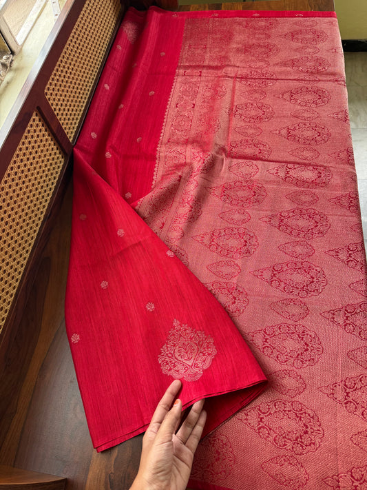 Semi Raw Silk Saree - Red