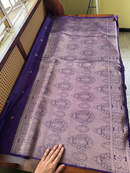 Semi Raw Silk Saree - Violet