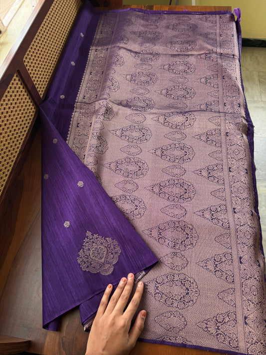 Semi Raw Silk Saree - Violet