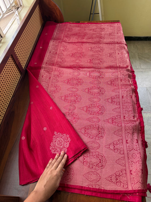 Semi Raw Silk Saree - Pink