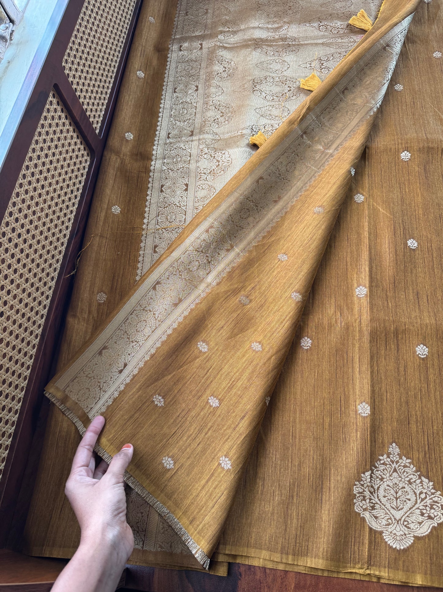 Semi Raw Silk Saree - Mustard Yellow