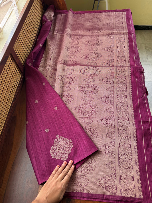 Semi Raw Silk Saree - Magenta
