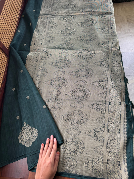 Semi Raw Silk Saree - Green