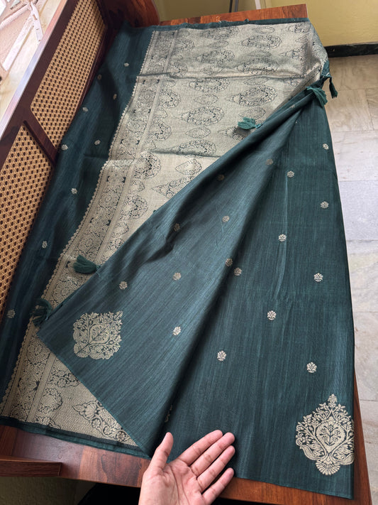 Semi Raw Silk Saree - Green