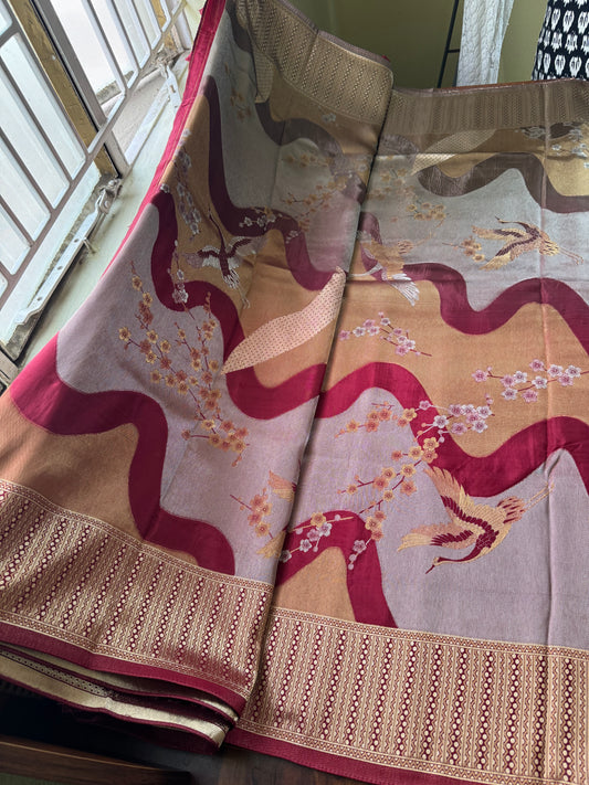 Soft Semi Silk Saree - Deep Red