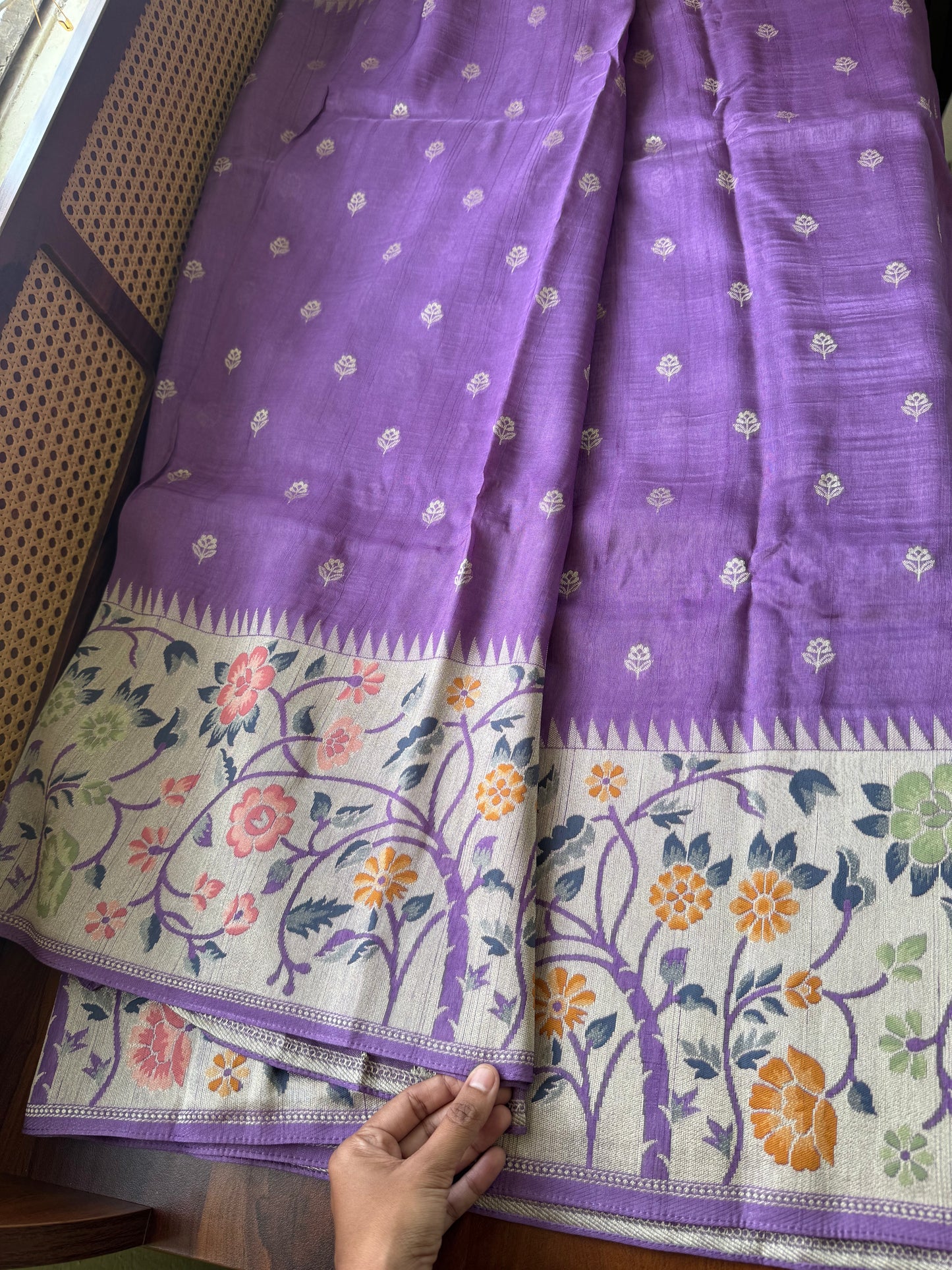 Tussar Georgette Semi Silk Saree - Lavender
