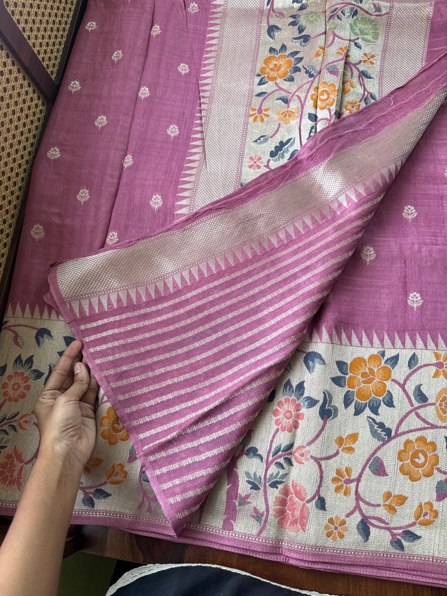 Tussar Georgette Semi Silk Saree - Lilac