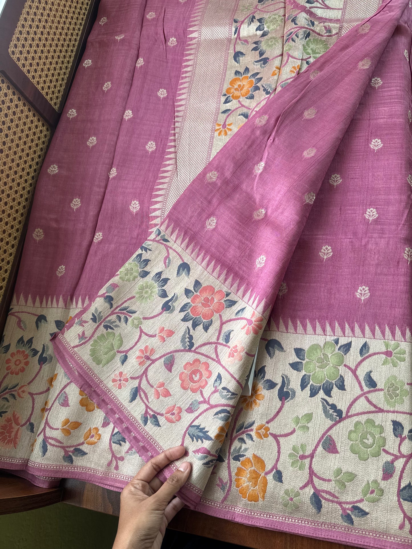 Tussar Georgette Semi Silk Saree - Lilac