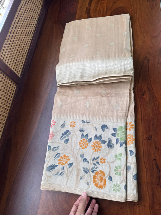 Tussar Georgette Semi Silk Saree - Beige