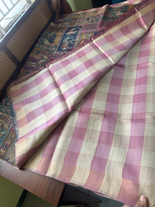 Pure Tussar Organza Saree - Pink