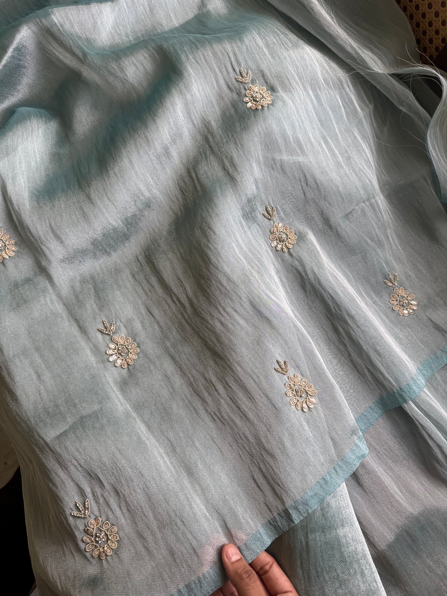 Luxe Tissue Saree with zari work - Blue