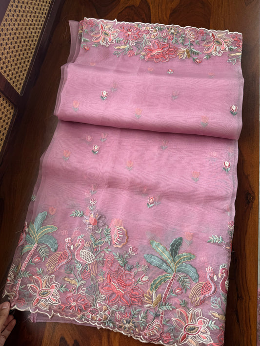 Delicate Tissue Organza Saree - Lilac