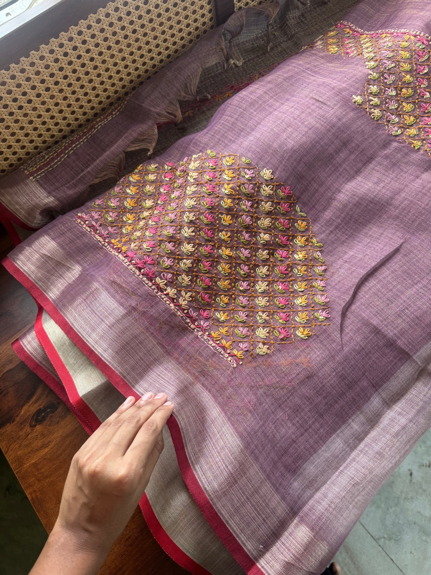 Premium Tissue Linen Sarees with heavy blouse - Lavender
