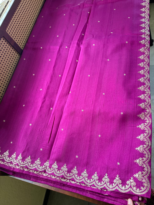 Minimal Mango Semi tussar saree - Purple