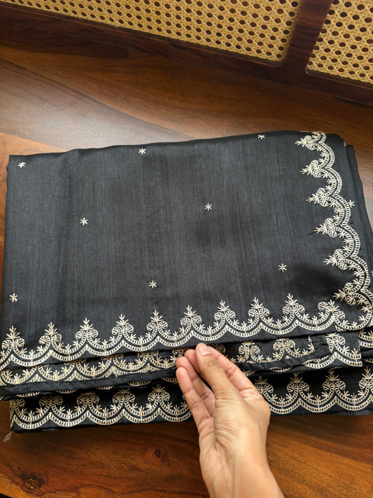 Minimal Mango Semi tussar saree - Black