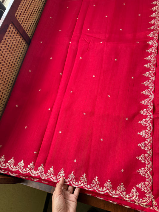 Minimal Mango Semi tussar saree - Red