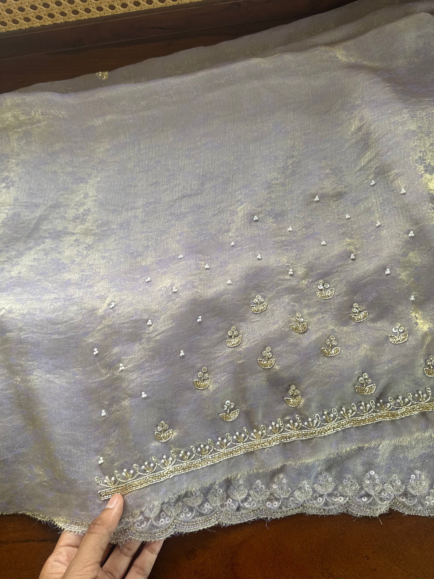 Luxe Tissue Saree with heavy blouse- Lavender