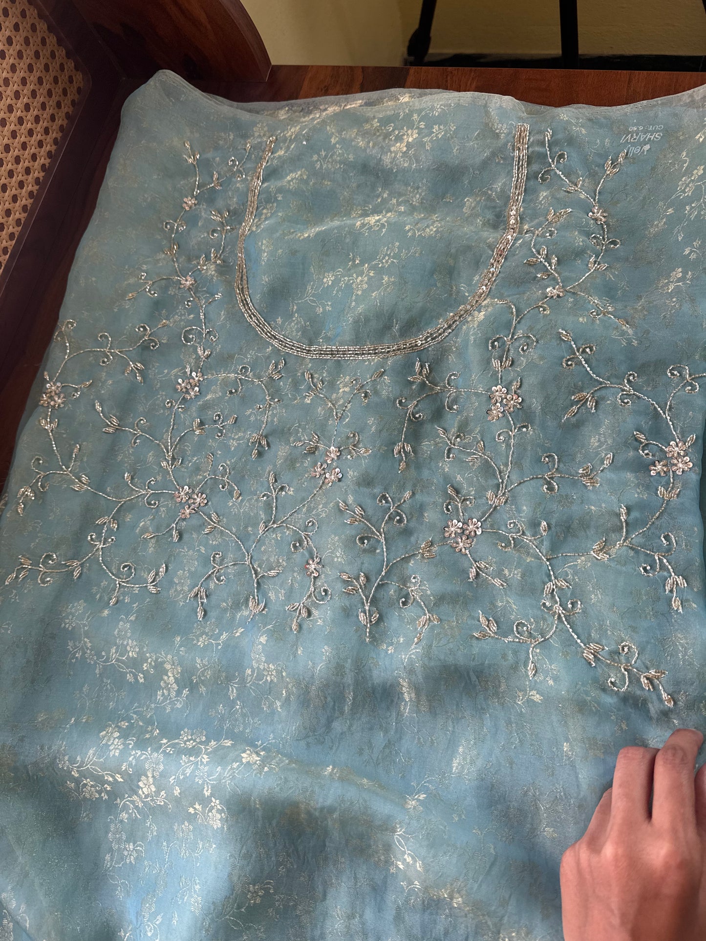 Luxe Tissue Saree with heavy blouse- Blue